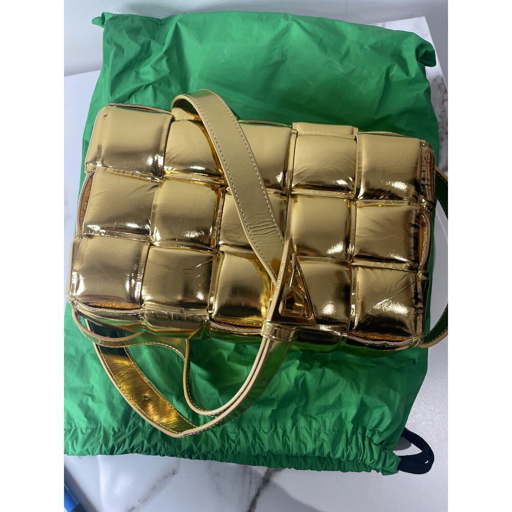 Bottega Veneta Padded Cassette Crossbody Bag in Metallic Gold